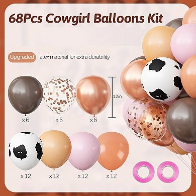 Cow Bachelorette Arch Kit, Hot Pink Cow Print Balloons & Disco Backdrop for Theme Party