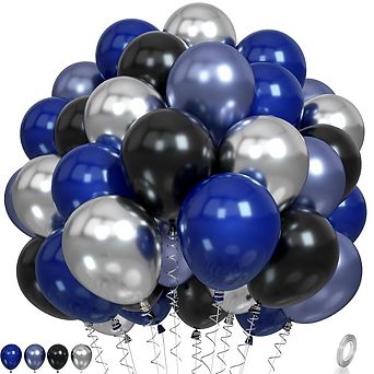 Navy Blue & Silver Balloon Set for Wedding or Birthday Party Decorations