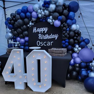 Navy Blue & Silver Balloon Set for Wedding or Birthday Party Decorations