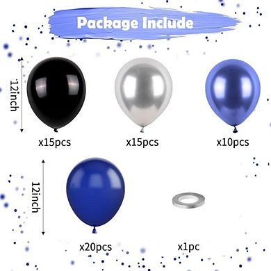 Navy Blue & Silver Balloon Set for Wedding or Birthday Party Decorations