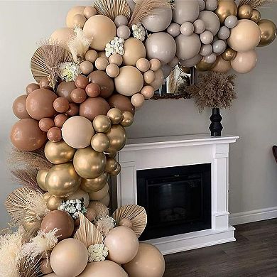 Boho Sand Gold Balloons in Matte Beige & Cream for Rustic Bridal or Birthday Decor