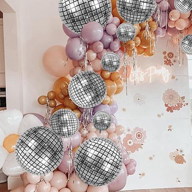 Disco Explosion Star Foil Balloons, Metallic Silver 26pcs for Dance & Disco Party Supplies