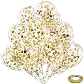 Gold Confetti Latex Balloons 60 pc for Wedding, Graduation, Birthday & Party Decorations