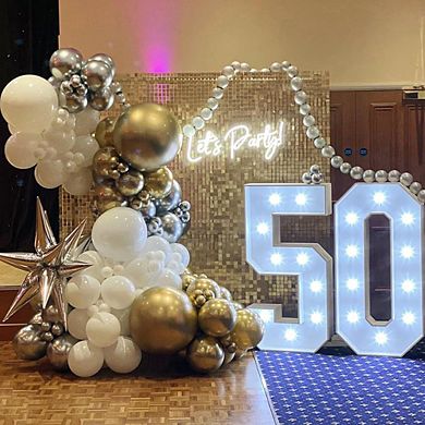 Champagne & Silver Metallic Latex and Confetti Balloon Set Ideal 60 Piece for Party Decorations