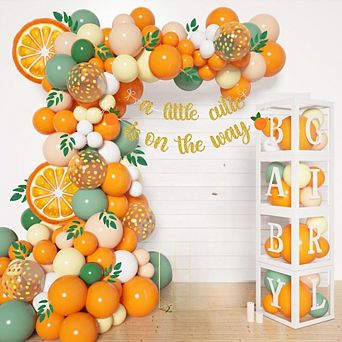 Adorable Baby Shower Balloon Set 136 pc with Garland Kit, Tangerine Balloons & Birthday Decor