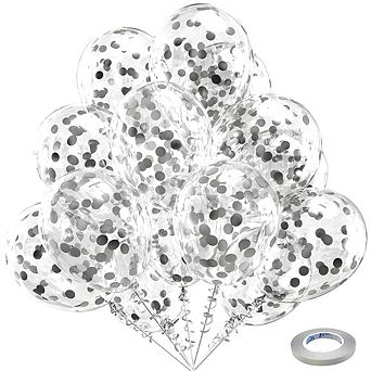 Silver Glitter Balloons 60 pc Set for Wedding, Graduation, and Birthday Party Decorations