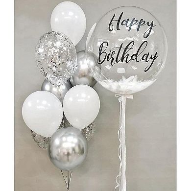 Silver Glitter Balloons 60 Piece Set for Wedding, Graduation, and Birthday Party Decorations