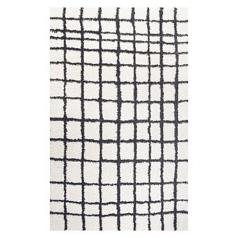 Arenal Geometric Grid Shag Area Rug
