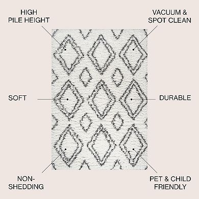 Beni Moroccan Style Diamond Shag Area Rug