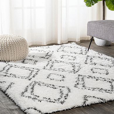 Beni Moroccan Style Diamond Shag Area Rug