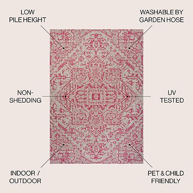 Estrella Bohemian Medallion Textured Weave Indoor/Outdoor Area Rug