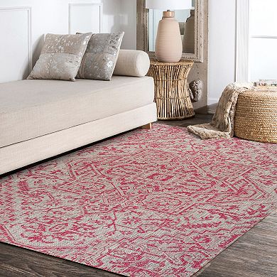 Estrella Bohemian Medallion Textured Weave Indoor/Outdoor Area Rug