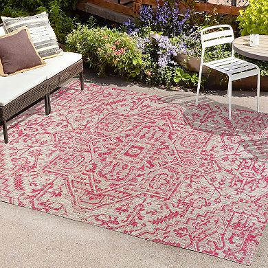 Estrella Bohemian Medallion Textured Weave Indoor/Outdoor Area Rug