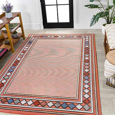 Sebastian High-low Modern Diamond Border Area Rug