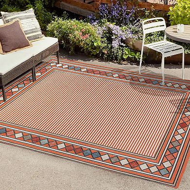 Sebastian High-low Modern Diamond Border Area Rug