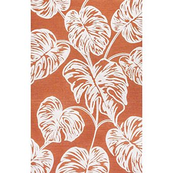 Tobago High-low Two Tone Monstera Leaf Area Rug