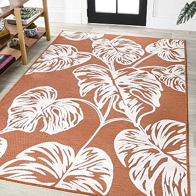 Tobago High-low Two Tone Monstera Leaf Area Rug