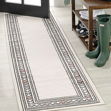 Sebastian High-low Modern Diamond Border Area Rug
