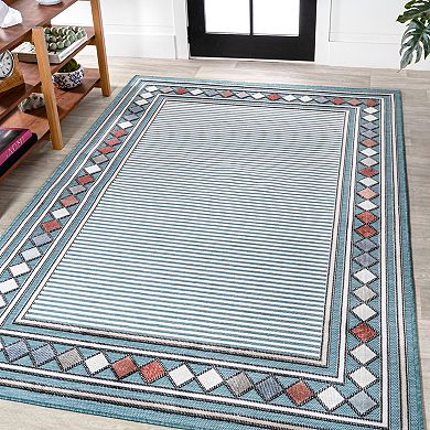Sebastian High-low Modern Diamond Border Area Rug