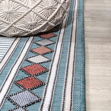 Sebastian High-low Modern Diamond Border Area Rug