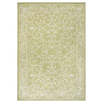 Charleston Vintage Filigree Textured Weave Indoor/outdoor Runner Rug