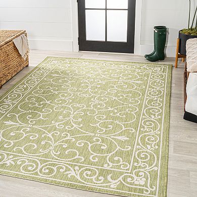 Charleston Vintage Filigree Textured Weave Indoor/outdoor Runner Rug
