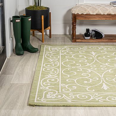 Charleston Vintage Filigree Textured Weave Indoor/outdoor Runner Rug