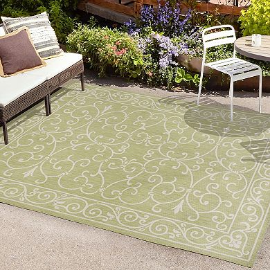 Charleston Vintage Filigree Textured Weave Indoor/outdoor Runner Rug