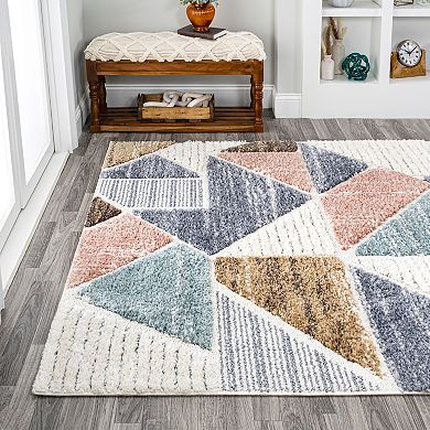 Aileen Geometric Scandi Colorblock Carved Area Rug