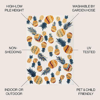 Ananas Bold Pineapple High-low Indoor/outdoor Area Rug