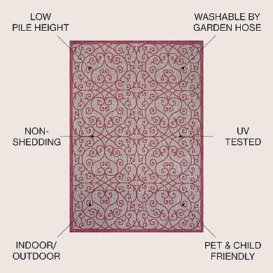 Madrid Vintage Filigree Textured Weave Indoor/Outdoor Area Rug