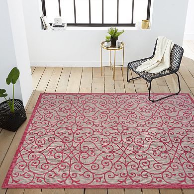Madrid Vintage Filigree Textured Weave Indoor/Outdoor Area Rug