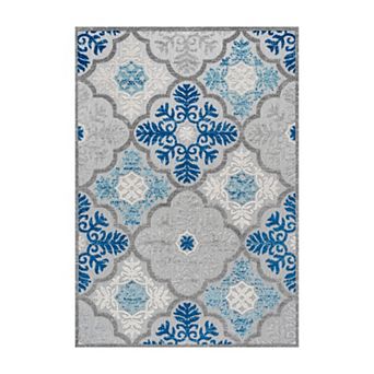 Cassis Ornate Ogee Trellis High-low Indoor/outdoor Area Rug