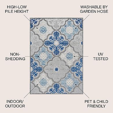 Cassis Ornate Ogee Trellis High-low Indoor/outdoor Area Rug
