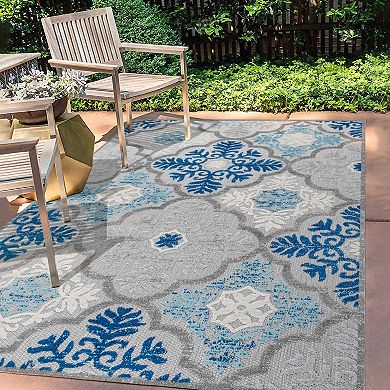 Cassis Ornate Ogee Trellis High-low Indoor/outdoor Area Rug