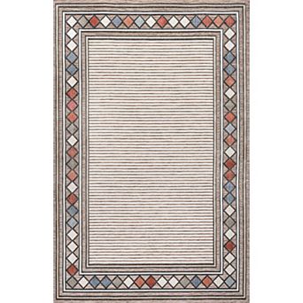 Sebastian High-low Modern Diamond Border Area Rug