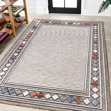 Sebastian High-low Modern Diamond Border Area Rug
