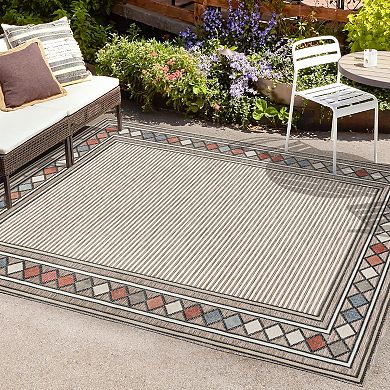 Sebastian High-low Modern Diamond Border Area Rug