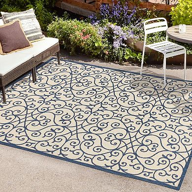 Madrid Vintage Filigree Textured Weave Indoor/Outdoor Area Rug