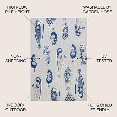 Algarve Modern Fish High-low Indoor/outdoor Area Rug