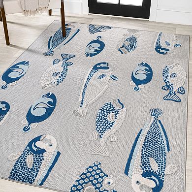 Algarve Modern Fish High-low Indoor/outdoor Area Rug