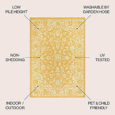 Tela Bohemian Textured Weave Floral Indoor/outdoor Area Rug