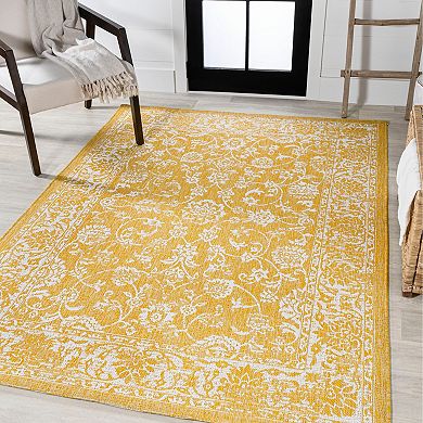 Tela Bohemian Textured Weave Floral Indoor/outdoor Area Rug