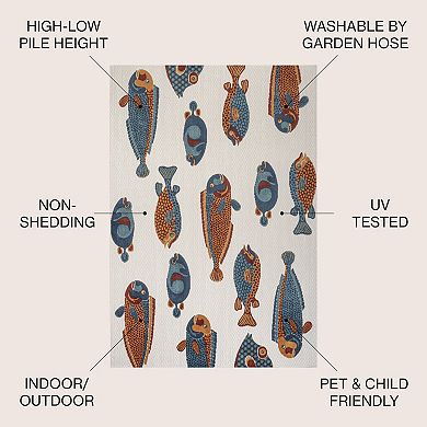 Algarve Modern Fish High-low Indoor/outdoor Area Rug