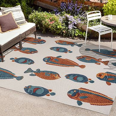 Algarve Modern Fish High-low Indoor/outdoor Area Rug