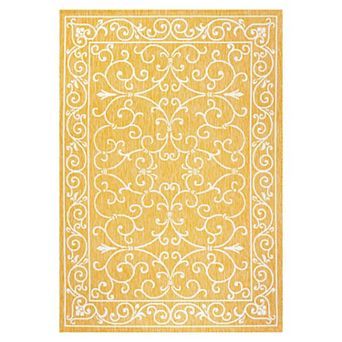 Charleston Vintage Filigree Textured Weave Indoor/outdoor Runner Rug