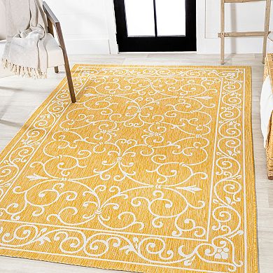 Charleston Vintage Filigree Textured Weave Indoor/outdoor Runner Rug
