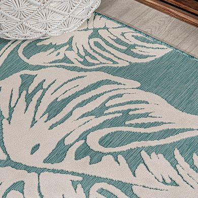 Tobago High-low Two Tone Monstera Leaf Area Rug