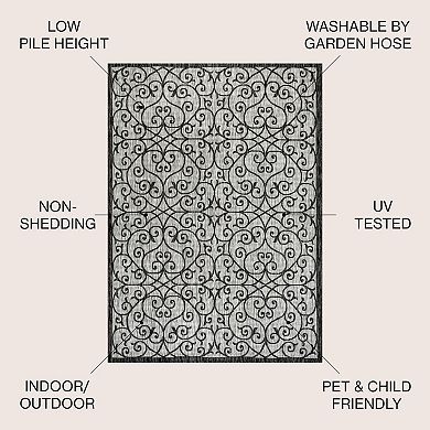 Madrid Vintage Filigree Textured Weave Indoor/Outdoor Area Rug