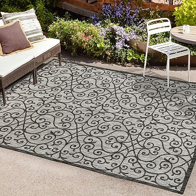 Madrid Vintage Filigree Textured Weave Indoor/Outdoor Area Rug